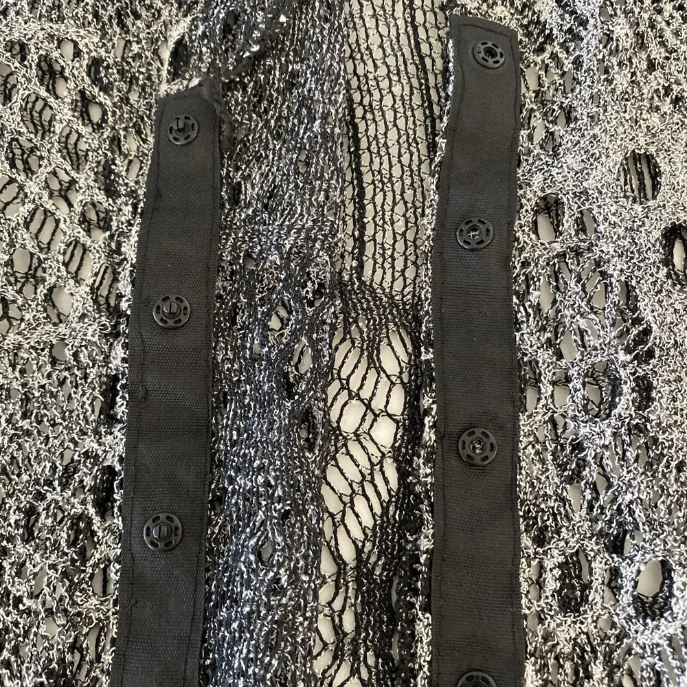 Venice Blue Crochet Lace Hooded Cardigan Gray‎ Free Size S/M Boho - Picture 6 of 8